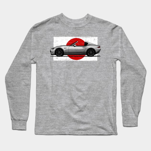 The best car in the world with japanese flag background Long Sleeve T-Shirt by jaagdesign